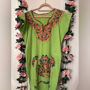 Embroidered Lime Green Women's Dress